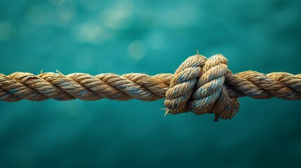 Fototapeta premium Close-up of a knot tied in a thick rope over water