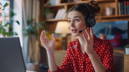 The woman in headset