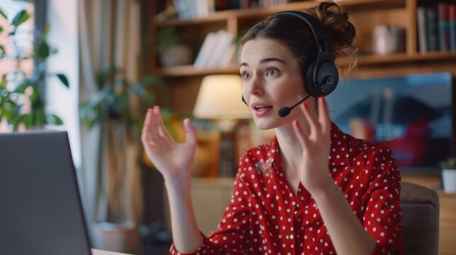 The woman in headset