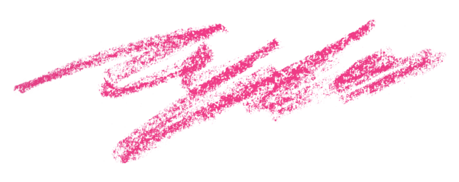 Pink pencil strokes isolated on transparent background.