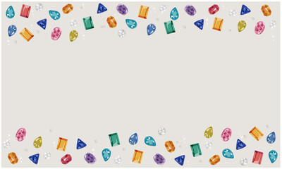 カラフルな宝石の飾り枠のイラスト