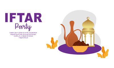 Iftar party celebration concept flyer vector illustration