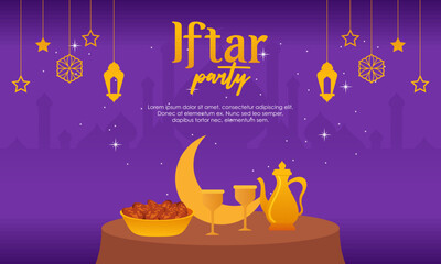 Naklejka premium Iftar party celebration concept flyer vector illustration