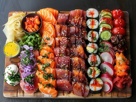 Each item is meticulously arranged to showcase its best features, with toppings perfectly placed and condiments drizzled for an enticing presentation that entices the appetite