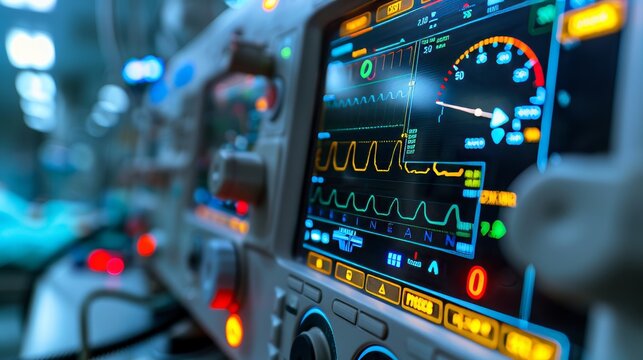 Detailed close up of biomedical device monitoring vital signs for accurate health assessment