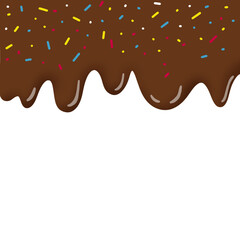 Melted chocolate sprinkled with colorful sprinkles