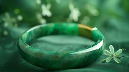 This is a beautiful green jade bracelet. It is a symbol of wealth and good fortune.