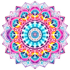 Intricate Geometric Mandala Pattern in Warm and Cool Tones