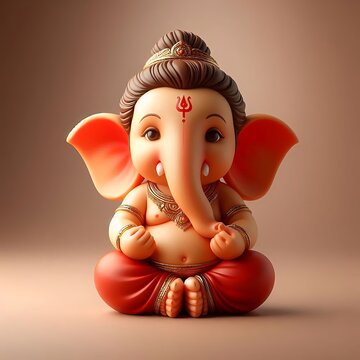 Cute 3d Ganesha, Ganpati, Ganesh Chaturthi, Bal Ganesh, isolated, white background