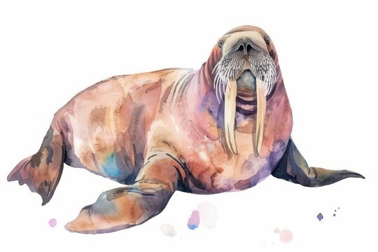 recommend clip art: Cute walrus watercolor clipart on a white background, ideal for adding text