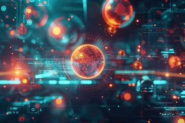 Obraz premium Futuristic interface for overseeing coagulation processes with glowing elements and space for text