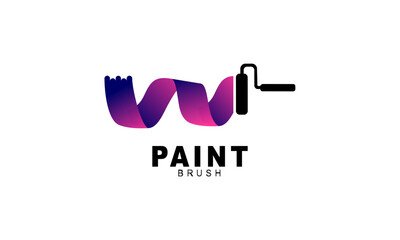 Brush and paint with full color with minimalist design style logo