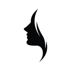 Beauty girl silhouette logo icon vector