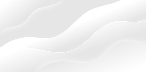 White and light gray gradient color abstract wave luxury texture paper wave background. Smooth and clean modern abstract wave curve line banner background design. Vector illustration.