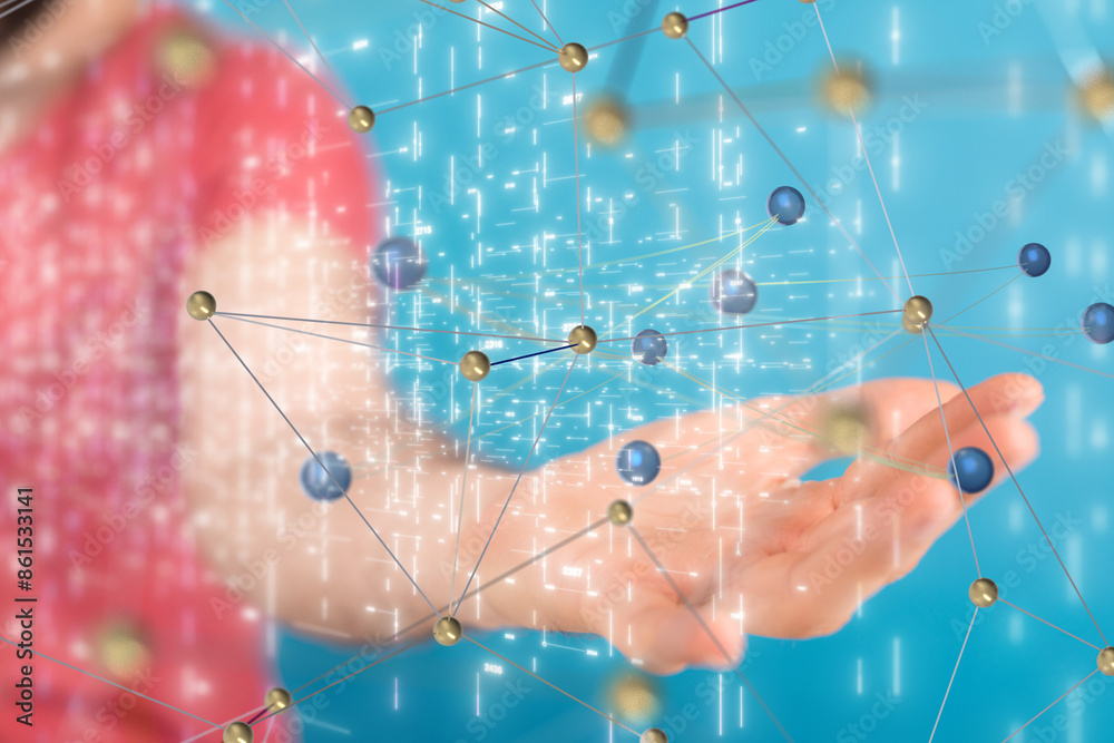Poster conference digital network and data concept 3d