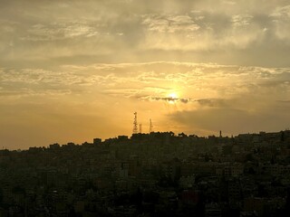 sunset over the city