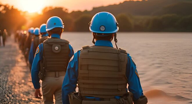 United nations blue helmets.