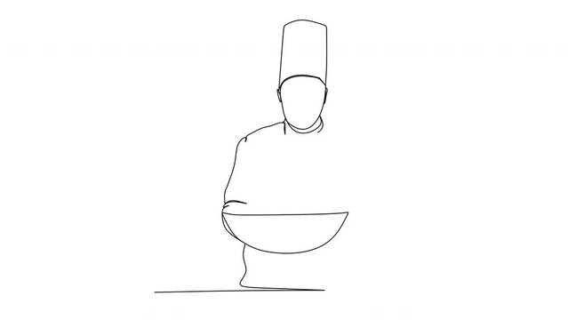 Line drawing of a chef. Vector illustration. Kitchen