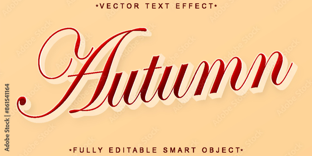 Poster soft script autumn vector fully editable smart object text effect