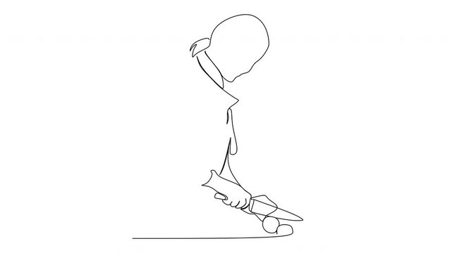 Line drawing of a chef. Vector illustration. Kitchen
