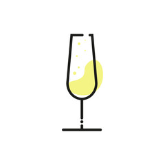 Glass of champagne, alcohol, liquor, bar, restaurant, cocktail, vector illustration, vector