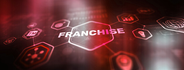 Franchise marketing system. Modern technology business. Franchise Distribution network