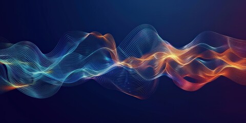 Fototapeta premium Abstract Wavy Lines and Glowing Particles Background