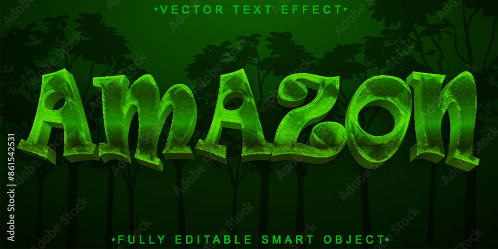 Poster Green Amazon Forest Vector Fully Editable Smart Object Text Effect