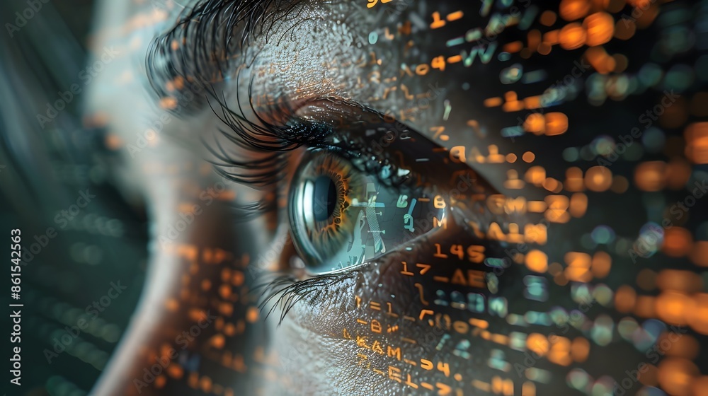 Aufkleber hacker s eye reflecting code and data symbolizing and skill in cybersecurity