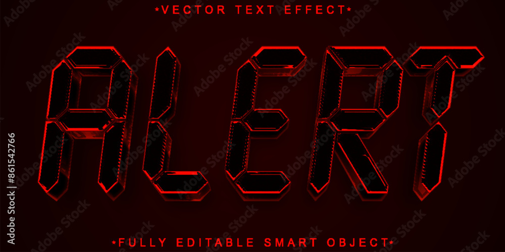 Poster red black alert vector fully editable smart object text effect
