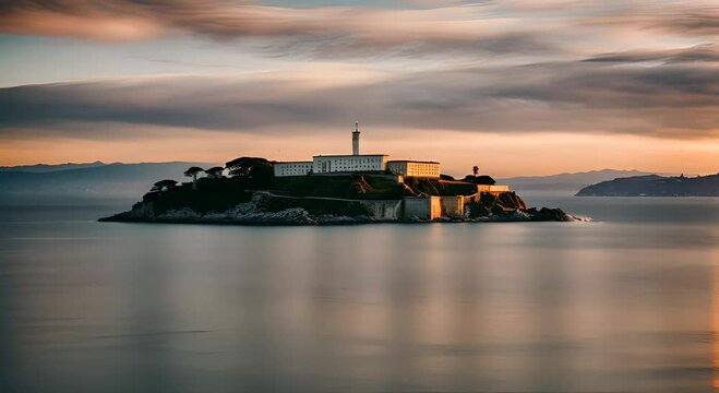 Alcatraz Island and Alcatraz Jail in San Francisco.