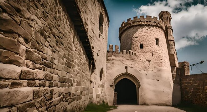 Interior of a prison in a castle.