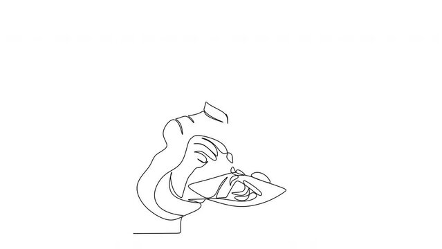 Line drawing of a chef. Vector illustration. Kitchen