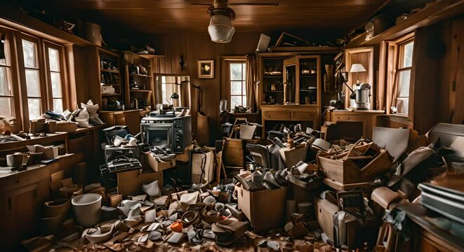 Junk in a house. Diogenes syndrome.