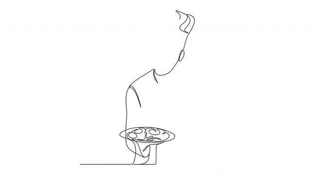 Line drawing of a chef. Vector illustration. Kitchen