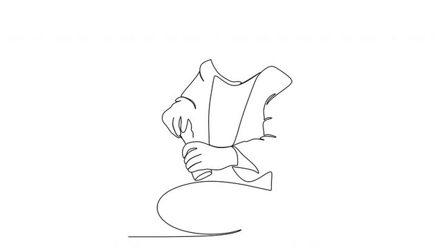 Line drawing of a chef. Vector illustration. Kitchen
