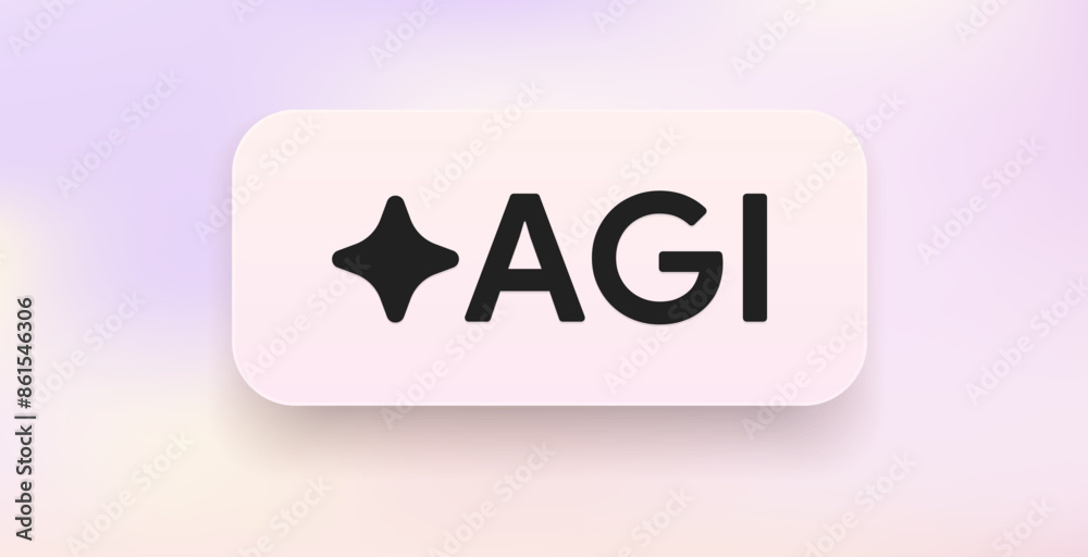 Poster agi button. artificial general intelligence icon. ai superintelligence assistant logo. machine learn
