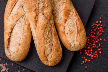 Crispy mini baguette with seeds and grains, salt and spices