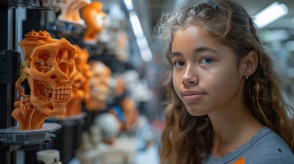 Fototapeta premium 3D Printing in Education: students designing and printing 3D models as part of their curriculum, showcasing the use of innovative technology in learning.
