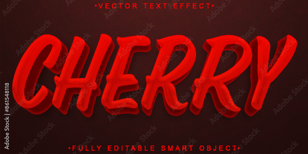 Poster red cherry vector fully editable smart object text effect