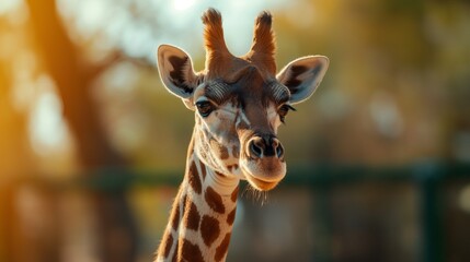 Obraz premium A portrait of a giraffe.