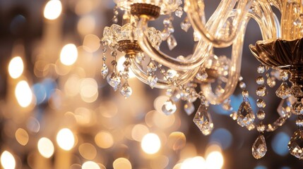 An elegant chandelier with sparkling crystals and intricate designs