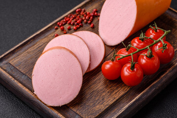 Boiled vegan or vegetarian sausage made from meat substitutes © chernikovatv