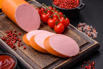 Boiled vegan or vegetarian sausage made from meat substitutes © chernikovatv
