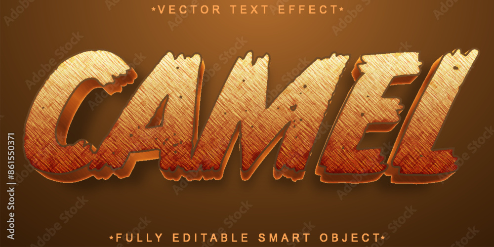 Poster desert camel vector fully editable smart object text effect