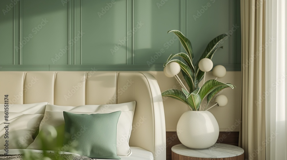 Wall mural A modern living room with sofa and  potted plant. - Wall murals