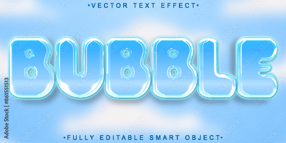 Poster water bubble vector fully editable smart object text effect