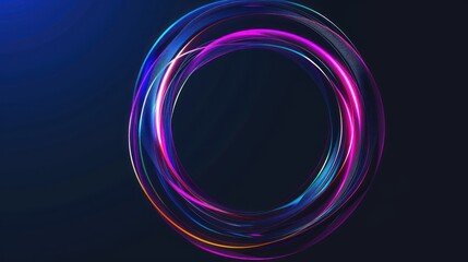 Abstract Neon Ring on Dark Background