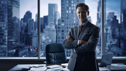 Multipurpose businessman. Small business owner at entrance looking at camera. 