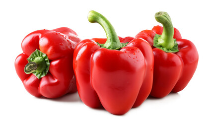 A bunch of red peppers is piled on top of each other isolated on a transparent background